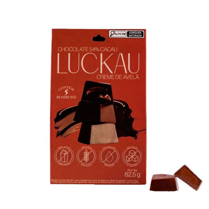 Chocolate 54% Cacau com Creme de Avelã Luckau 82,5g - Casa Santa Luzia