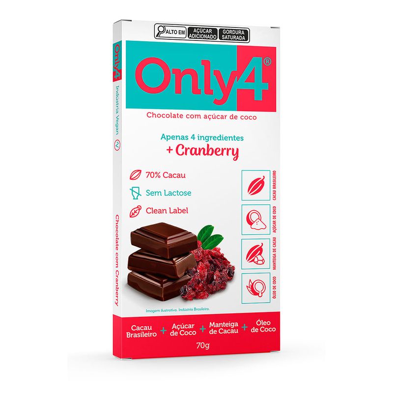 Chocolate Com Cranberry Only4 - 70g - Casa Santa Luzia