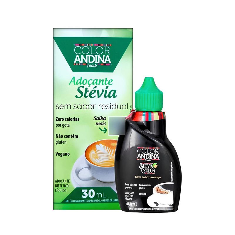 Adoçante Líquido Color Andina Foods Stevia - 30ml - Casa Santa Luzia