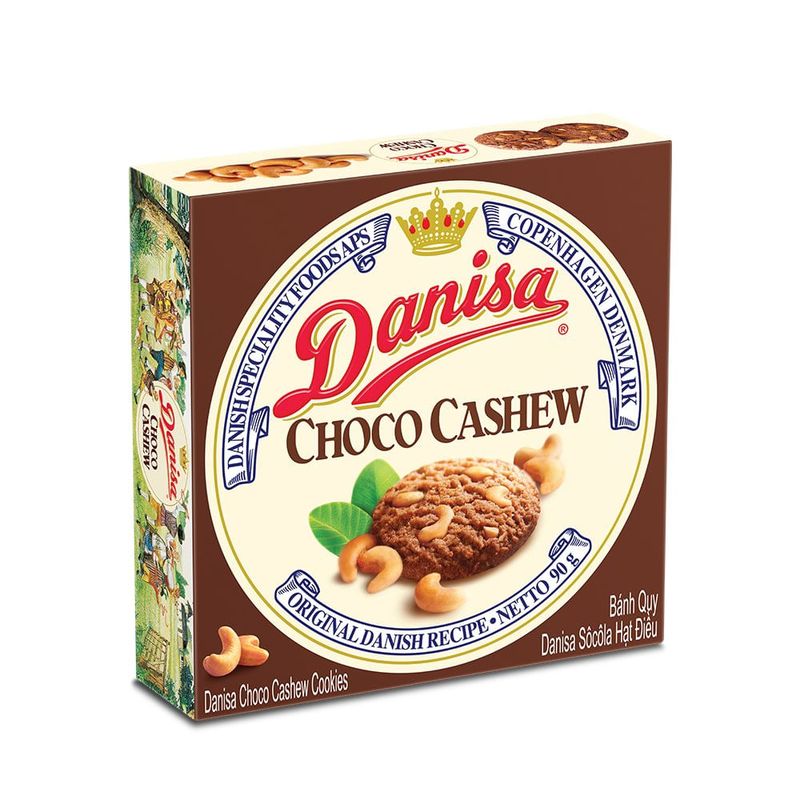 Biscoito Amanteigado Danisa Sabor Chocolate e Castanha de Caju
