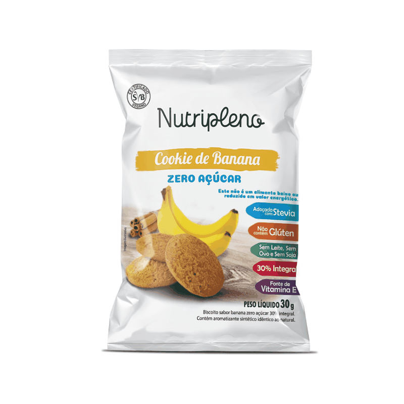 Cookie Nutripleno Banana e Canela Sem Açúcar - 30g - Casa Santa Luzia
