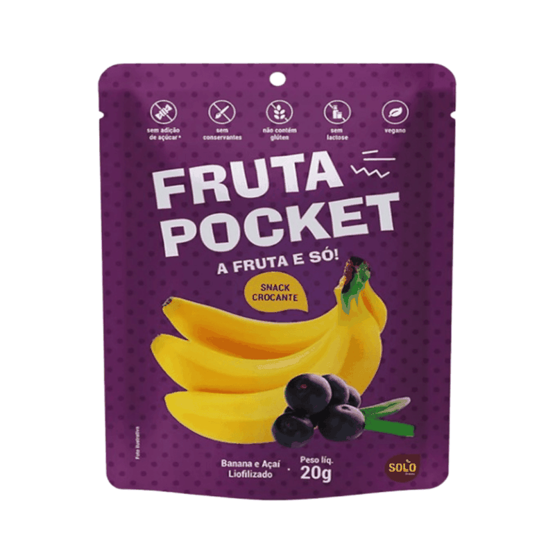 Fruta Pocket Snacks Liofilizada Sabor Banana e Açaí - 20g - Casa