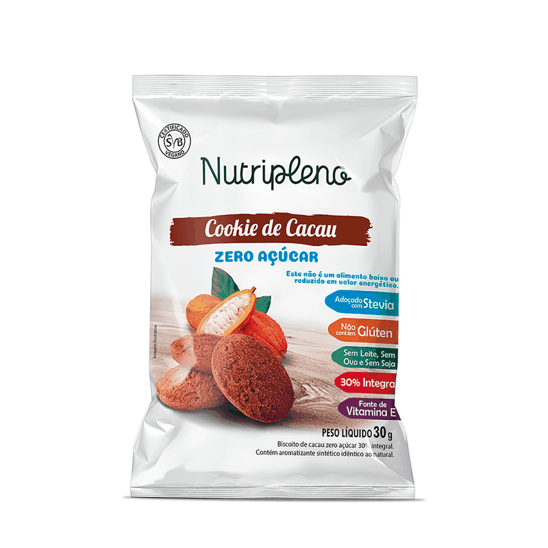 Cookie NutriPleno Cacau Sem Açúcar - 30g - Casa Santa Luzia